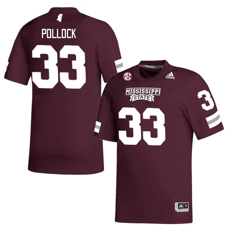 Men #33 Brice Pollock Mississippi State Bulldogs College Football Jerseys Stitched Sale-Maroon - Click Image to Close